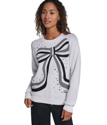 صورة EMBELLESHED BOW PRINT SWEATER
