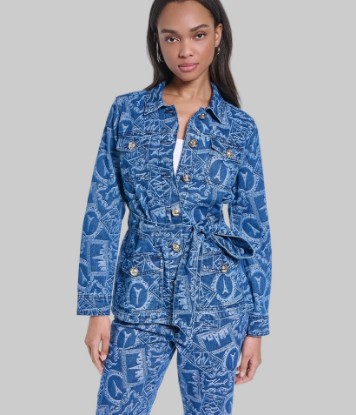 صورة JACQUARD BELTED DENIM JACKET
