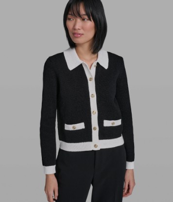 صورة COTTON-BLEND CONTRAST CARDIGAN SHIRT JACKET
