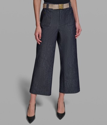 صورة DENIM PINSTRIPE CROPPED PANT