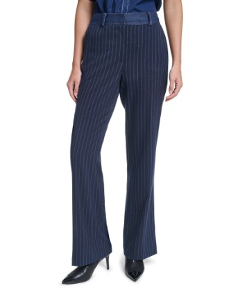 صورة WIDE LEG DENIM TRIM PINSTRIPE PANT