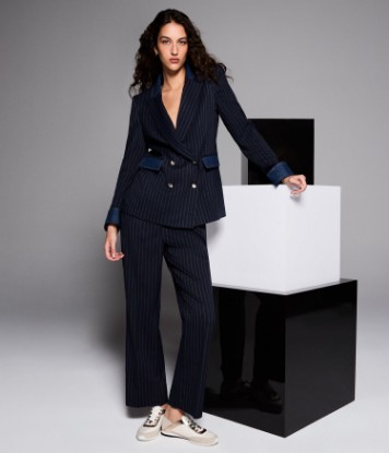 Picture of DENIM TRIM PINSTRIPE BLAZER