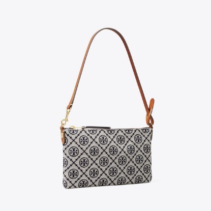 Tory Burch designer shoulder bags T Monogram Pochette in Tory Navy angle