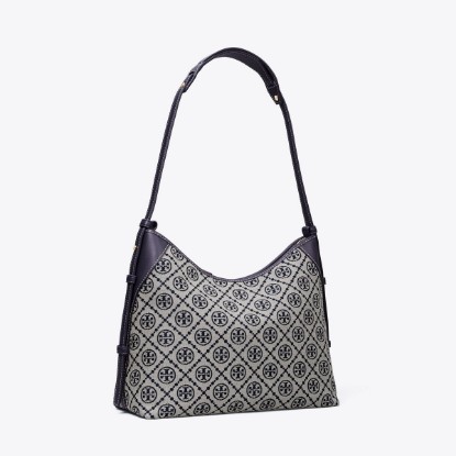 Tory Burch designer shoulder bags T Monogram Messenger in Tory Navy angle