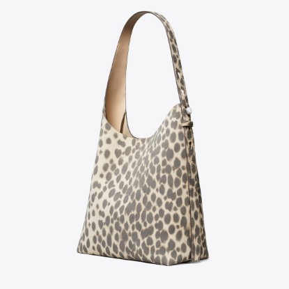 Tory Burch designer hobo bags Romy Suede Hobo Bag in Cheetah angle