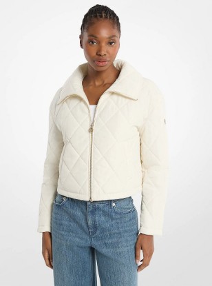 Cropped Quilted Jacket in BONE | Michael Kors