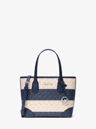 Eva Extra-Small Signature Logo Convertible Crossbody Bag in NAVY | Michael Kors