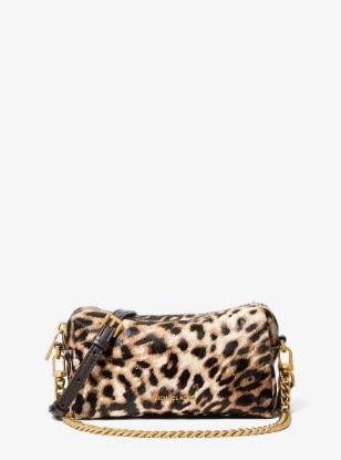 Bryant Small Leopard Print Calf Hair Convertible Crossbody Bag in BURNT KHAKI | Michael Kors