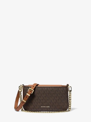 Bryant Small Signature Logo Convertible Pochette in BRN/ACORN | Michael Kors