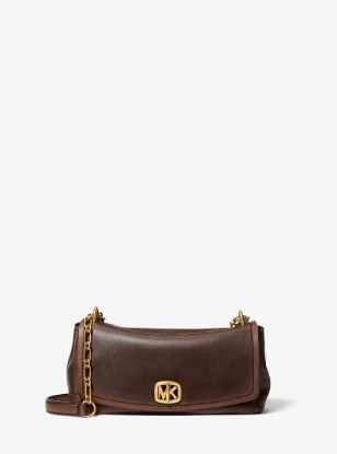 Bryant Small Leather Convertible Shoulder Bag in CHOCOLATE | Michael Kors