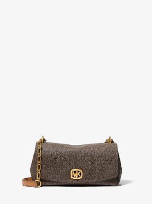 Bryant Small Signature Logo Convertible Shoulder Bag in BRN/ACORN | Michael Kors