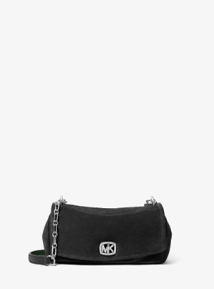 Bryant Small Suede Convertible Shoulder Bag in BLACK | Michael Kors